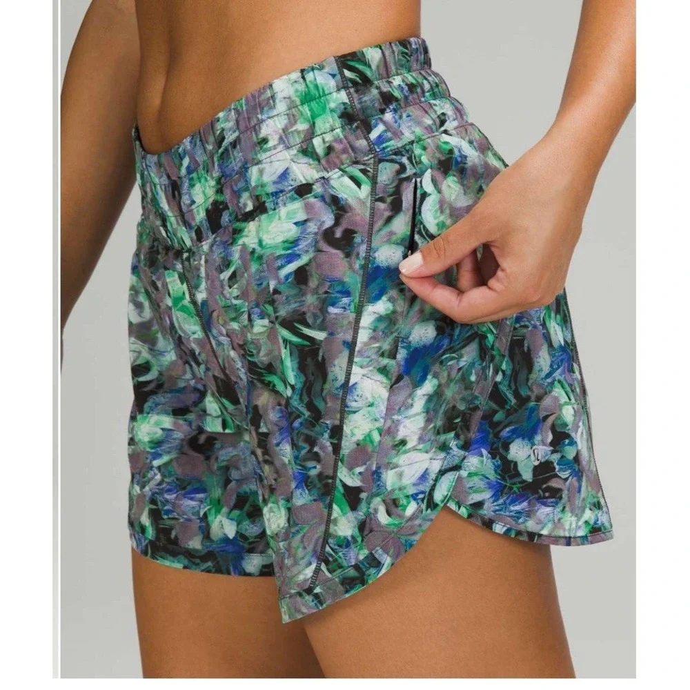 lululemon athletica Green Blue Abstract Athletic Shorts